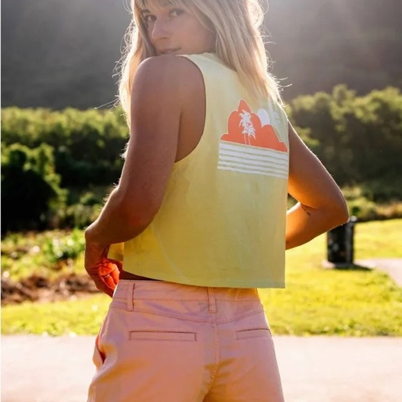 Volcom Stone Hour Crop Top T-Shirt Citron Beach Surf Organic Cotton XL Large - Picture 5 of 5